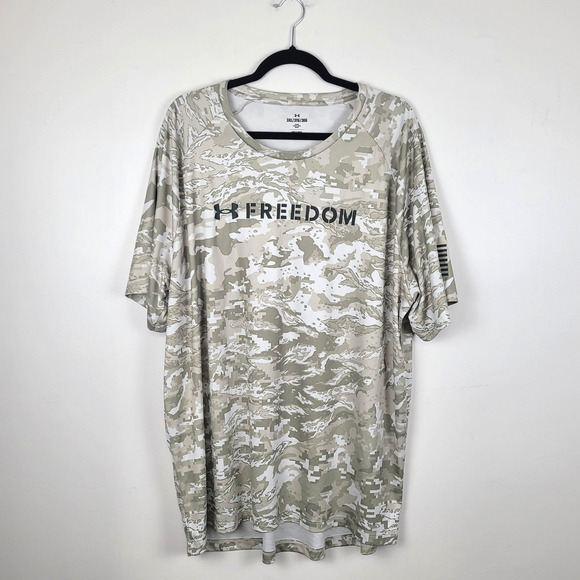 Under Armour Mens 3XL HeatGear Freedom T Shirt Camo Tech Loose Fit Gray - Picture 1 of 4